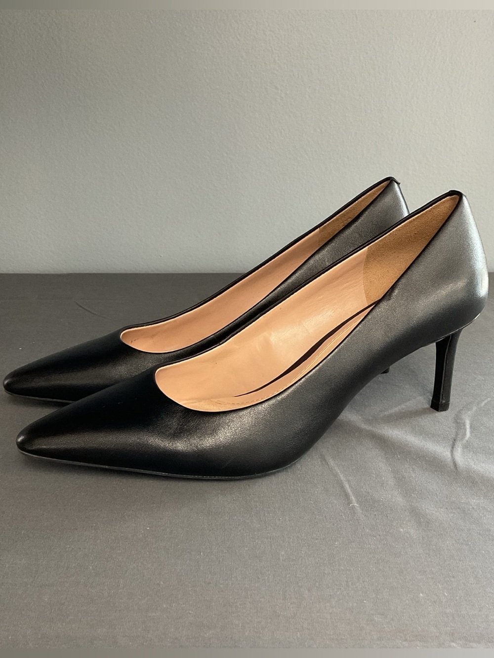 Cole Haan Black Pointed-Toe Leather Pumps
